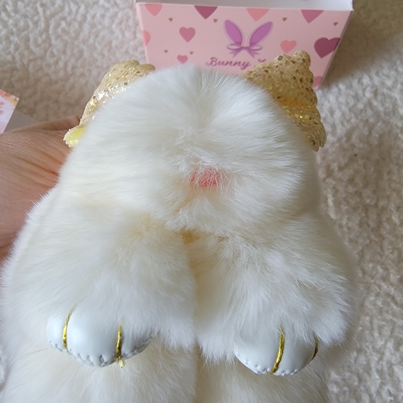 Fluffy Bunny Bag Charm Real Rabbit Fur - Picture 10 of 13